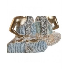 Statua Decorativa DKD Home Decor 18,6 x 9,7 x 27 cm Azzurro Buddha Turchese Orientale Decapaggio (2 Unità)