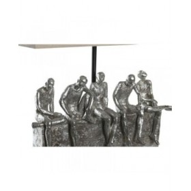 Lampada da tavolo DKD Home Decor 36 x 21,5 x 43 cm Argentato Beige Metallo Resina 220 V 50 W