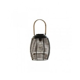 Lampada ad energia solare DKD Home Decor Marrone Nero Bambù Rattan 22 x 22 x 39 cm
