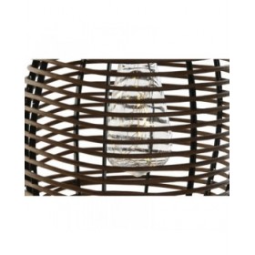 Lampada ad energia solare DKD Home Decor Marrone Nero Bambù Rattan 22 x 22 x 39 cm
