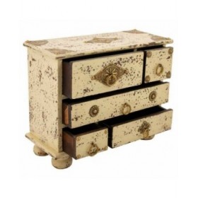 Scatola-Portagioie Alexandra House Living Crema Legno di mango 10 x 19 x 24 cm 5 cassetti