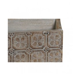 Contenitore per Sistemare Multiuso DKD Home Decor Bianco Naturale Legno di mango 32 x 13 x 21 cm (12 Unità)