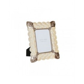 Cornice Portafoto DKD Home Decor 22,8 x 2,6 x 28,6 cm Cristallo Rame Bianco Resina Romantico