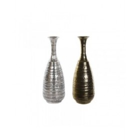 Vaso DKD Home Decor 24 x 24 x 67 cm Finitura invecchiata Argentato Dorato Alluminio Moderno (2 Unità)