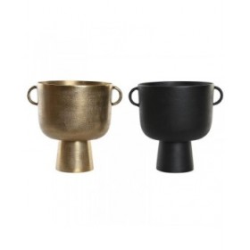 Vaso DKD Home Decor 36 x 29 x 33 cm Nero Dorato Alluminio Moderno (2 Unità)