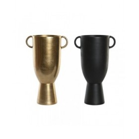 Vaso DKD Home Decor 25 x 18 x 41 cm Nero Dorato Alluminio Moderno (2 Unità)