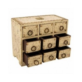 Scatola-Portagioie Alexandra House Living Crema Legno di mango 10 x 16 x 20 cm 9 cassetti