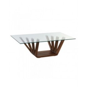 Tavolino da Caffè DKD Home Decor Cristallo Legno di noce Alluminio 130 x 70 x 42 cm
