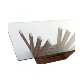 Tavolino da Caffè DKD Home Decor Cristallo Legno di noce Alluminio 130 x 70 x 42 cm