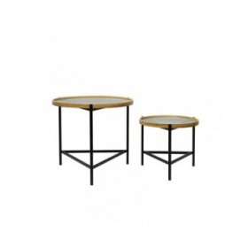 Set di 2 tavoli DKD Home Decor Nero 64 x 64 x 55 cm 62 x 62 x 55,5 cm