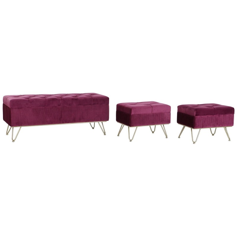 Panca DKD Home Decor 110 x 42 x 44 cm Metallo Rosso Granato