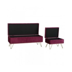 Panca DKD Home Decor 110 x 42 x 44 cm Metallo Rosso Granato