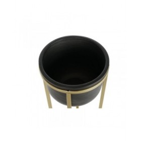 Set di vasi da fiori DKD Home Decor 28,5 x 28,5 x 65,5 cm 28 x 28 x 65 cm Nero Dorato Metallo