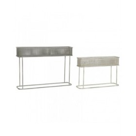Set di vasi da fiori DKD Home Decor 100 x 22 x 70 cm Grigio Metallo Bianco Vintage