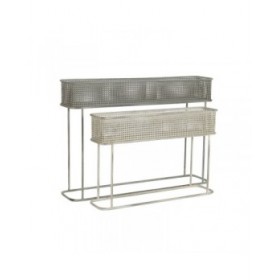 Set di vasi da fiori DKD Home Decor 100 x 22 x 70 cm Grigio Metallo Bianco Vintage