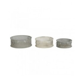 Set di Cestini DKD Home Decor 43 x 42 x 17 cm Metallo Alluminio Vintage