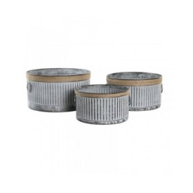 Set di vasi da fiori DKD Home Decor Marrone Grigio Metallo Corda Vintage Consumato 38 x 38 x 21 cm