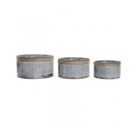 Set di vasi da fiori DKD Home Decor Marrone Grigio Metallo Corda Vintage Consumato 38 x 38 x 21 cm