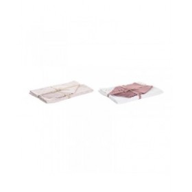 Tovaglia e tovaglioli DKD Home Decor 150 x 250 x 0,5 cm Rosa Bianco (2 Unità)