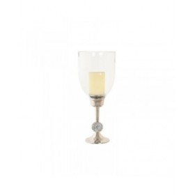 Portacandele DKD Home Decor 16 x 16 x 41 cm Argentato Alluminio Acrilico