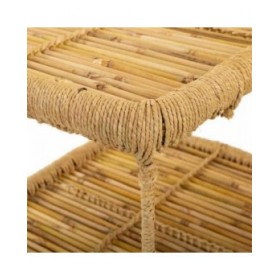 Tavolino da Caffè Alexandra House Living Naturale Bambù Corda Ferro 38 x 37 x 49 cm 1 Mensole