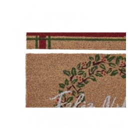 Zerbino DKD Home Decor Bianco Marrone Rosso Verde PVC Fibra di cocco 60 x 40 x 1,5 cm (2 Unità)