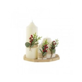 Set di Candele DKD Home Decor Bianco Verde Natale 7 x 7 x 15 cm