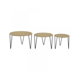 Set di 3 tavoli DKD Home Decor Marrone Nero Naturale 62 x 62 x 40 cm 62 x 62 x 40,5 cm