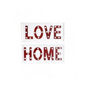Decorazione da Parete DKD Home Decor Bianco Rosso Città 48 x 4 x 22 cm (2 Unità)