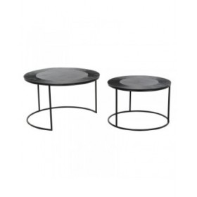 Set di 2 tavoli DKD Home Decor Nero Metallo Alluminio 76 x 76 x 44 cm