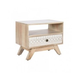 Comodino DKD Home Decor Bianco Naturale Legno di mango 55 x 35 x 45 cm