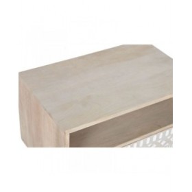 Comodino DKD Home Decor Bianco Naturale Legno di mango 55 x 35 x 45 cm