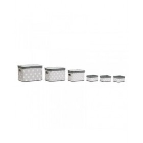 Set di Cestini DKD Home Decor Bianco Grigio Bambù Legno MDF Stelle 51 x 35 x 33 cm