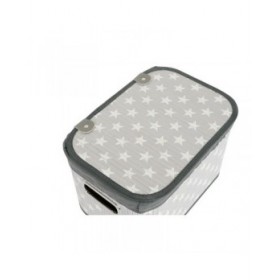 Set di Cestini DKD Home Decor Bianco Grigio Bambù Legno MDF Stelle 51 x 35 x 33 cm