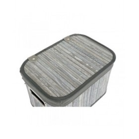Set di Cestini DKD Home Decor Bianco Grigio Bambù Legno MDF 51 x 35 x 33 cm