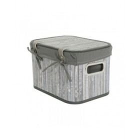 Set di Cestini DKD Home Decor Bianco Grigio Bambù Legno MDF 51 x 35 x 33 cm