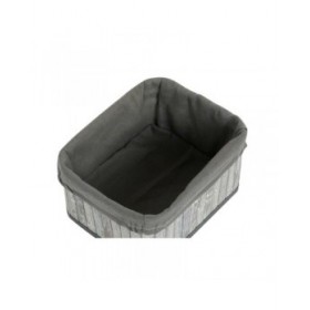 Set di Cestini DKD Home Decor Bianco Grigio Bambù Legno MDF 51 x 35 x 33 cm