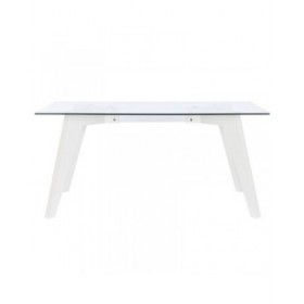 Tavolo da Pranzo DKD Home Decor Bianco Trasparente Cristallo Legno MDF 160 x 90 x 75 cm
