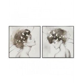 Quadro DKD Home Decor Donna 100 x 4 x 100 cm (2 Unità)