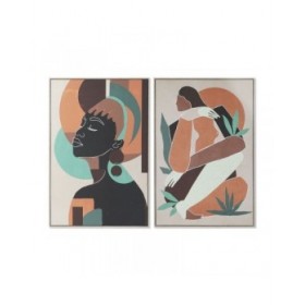 Quadro DKD Home Decor 84 x 4,5 x 123 cm Donna Coloniale (2 Unità)