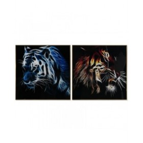 Quadro DKD Home Decor Tigre 80 x 3 x 80 cm Moderno (2 Unità)