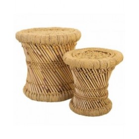 Set di sgabelli Alexandra House Living Naturale Bambù Corda 38 x 38 x 38 cm 2 Pezzi