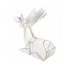 Statua Decorativa Alexandra House Living Bianco Poliresina Cervo 24 x 27 x 26 cm