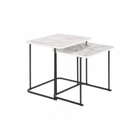 Set di 2 tavoli DKD Home Decor Bianco Nero 51 x 43 x 49 cm