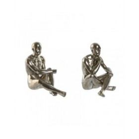 Statua Decorativa Home ESPRIT Dorato Argentato 19 x 13,5 x 22 cm (2 Unità)