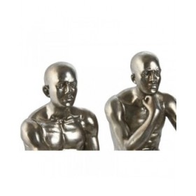Statua Decorativa Home ESPRIT Dorato Argentato 19 x 13,5 x 22 cm (2 Unità)