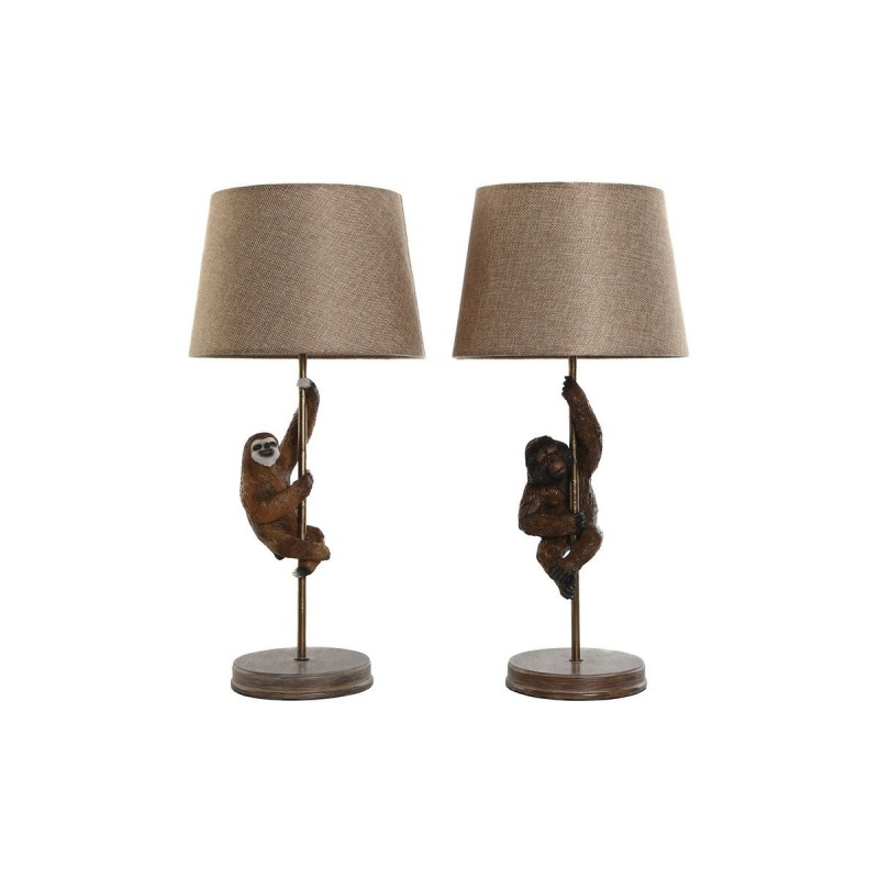 Lampada da tavolo Home ESPRIT Marrone Metallo Resina 50 W 220 V 26 x 26 x 53,5 cm (2 Unità)