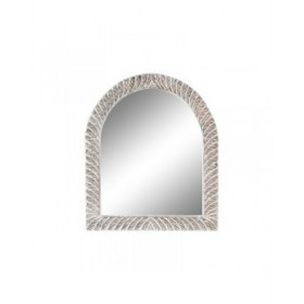 Specchio da parete Home ESPRIT Bianco Marrone Decapaggio Intaglio 75 x 4 x 90 cm