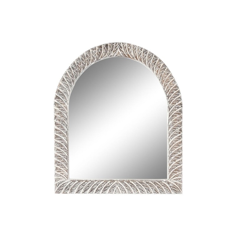 Specchio da parete Home ESPRIT Bianco Marrone Decapaggio Intaglio 75 x 4 x 90 cm
