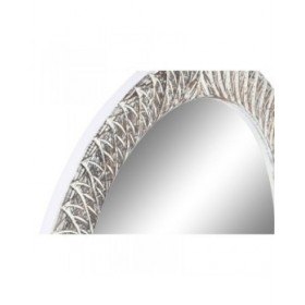 Specchio da parete Home ESPRIT Bianco Marrone Decapaggio Intaglio 75 x 4 x 90 cm